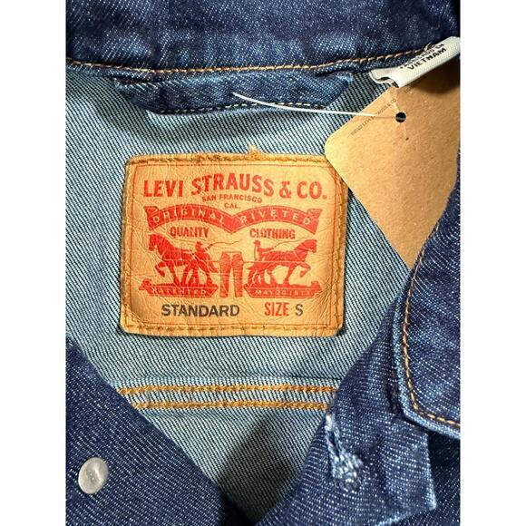 NWT Levi's Men's Trucker Stretch Denim Dark Blue Wash Jacket Size Small - Picture 4 of 9